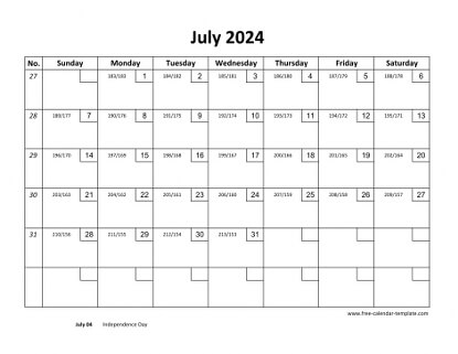 july 2024 calendar checkboxes horizontal