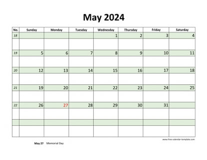 may 2024 calendar daycolored horizontal
