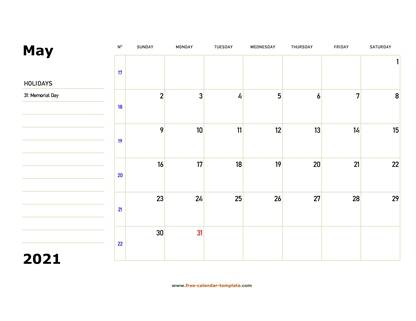 may calendar 2021 with holidays