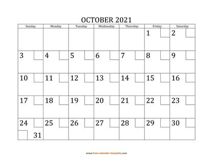 Calendar For October 2021 Printable