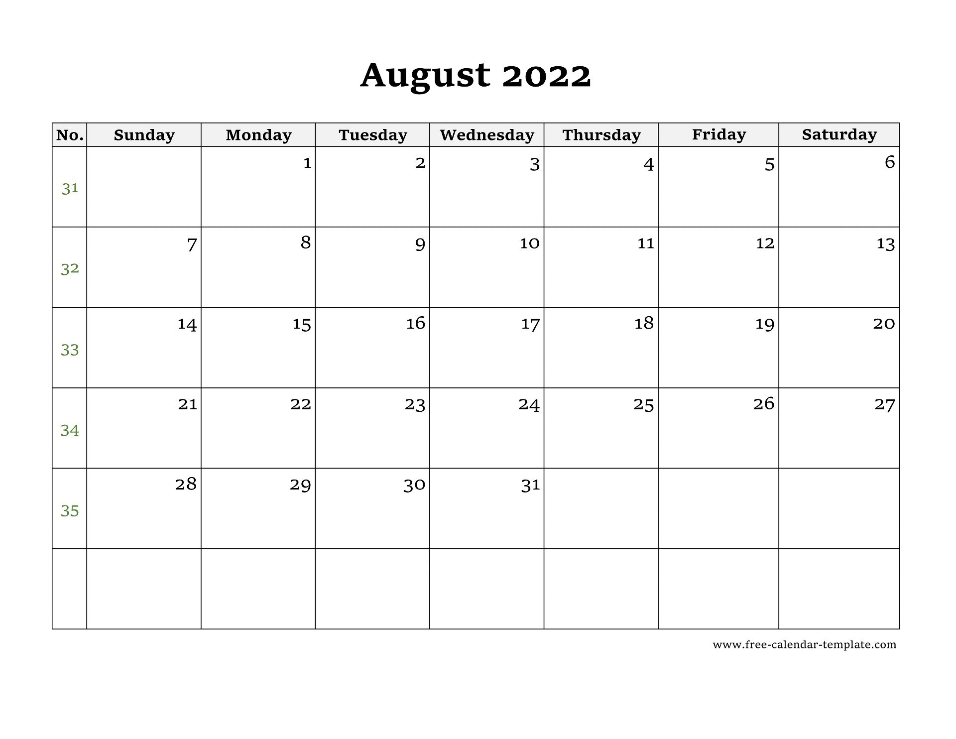 August 2022 Calendar Free Printable Calendar Templates August 2022 Calendar Free Printable 