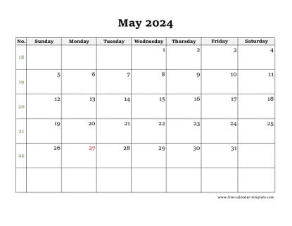 May 2024 Free Calendar Tempplate | Free-calendar-template.com