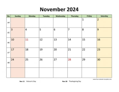 November 2024 Free Calendar Tempplate | Free-calendar-template.com