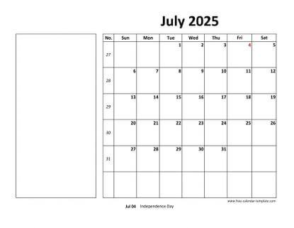 july 2025 calendar boxnotes horizontal
