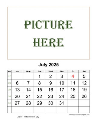july 2025 calendar picture vertical