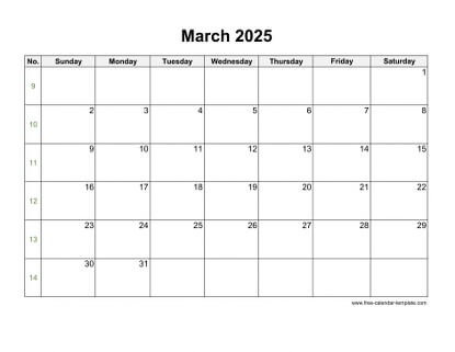 march 2025 calendar holidays horizontal