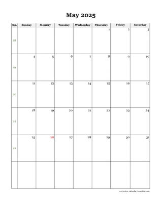 may 2025 calendar simple vertical