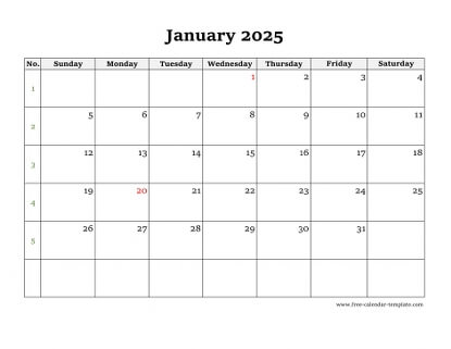 Printable Monthly Calendar 2025 | Free-calendar-template.com