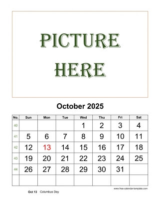 october 2025 calendar picture vertical