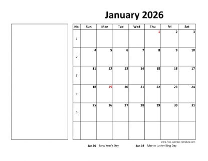 january 2026 calendar boxnotes horizontal