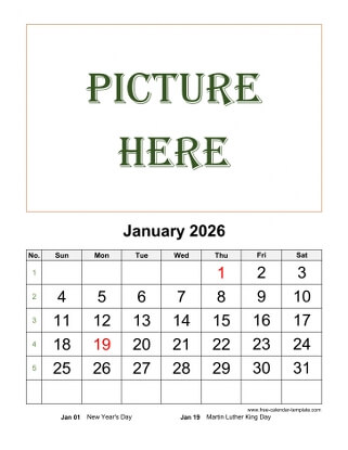 january 2026 calendar picture vertical