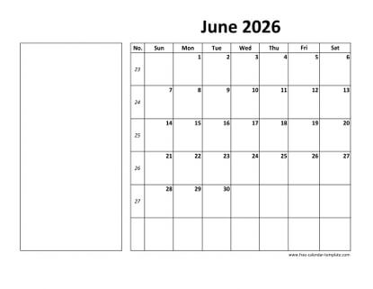 june 2026 calendar boxnotes horizontal