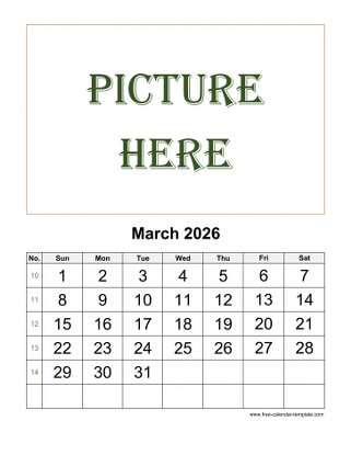 march 2026 calendar picture vertical